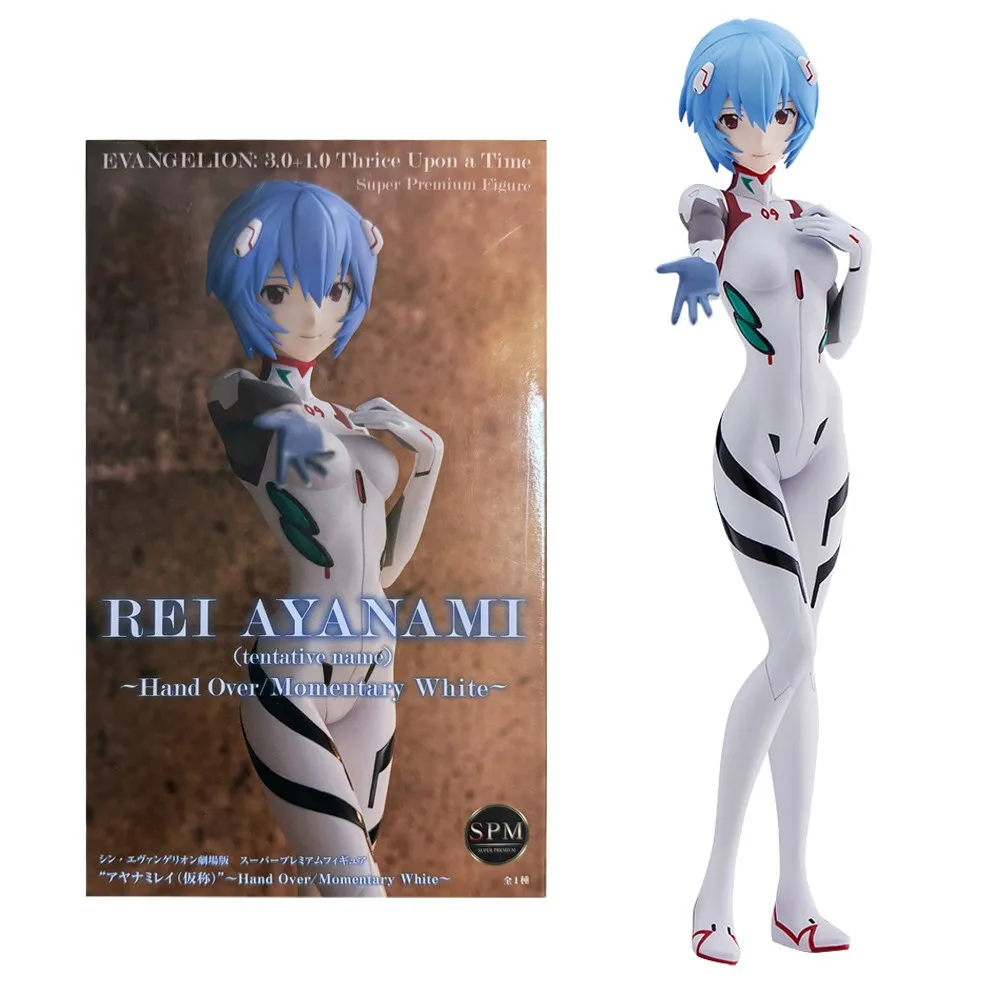 Anime Terno De Batalha Branco Action Figure Toy Modelo, NEON GENESIS EVANGELION Ayanami Versão Teatral, Cabelo Curto Alcançando, Modelo de Brinquedo