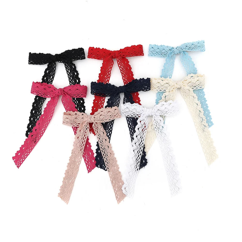 Lace Trim Pleated Hairband Lace bow Knot Hair Clip Elastic Hairband Women\'s Stylish Hair Accessories