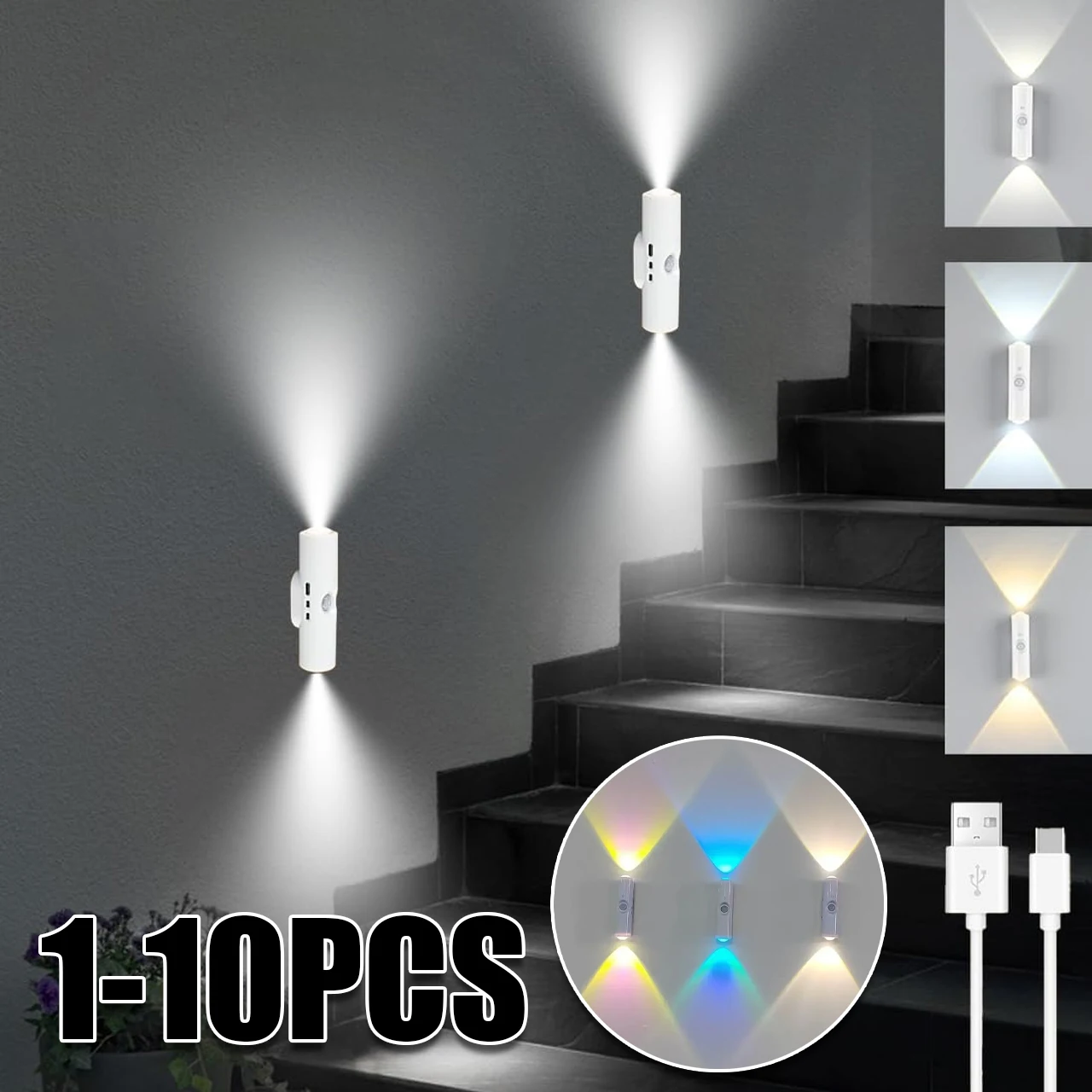 

Wireless Adhesive Smart Motion Sensor Night Light Magnetic Charging Lamp For Bedroom Wall Stairway Cordless LED Atmosphere