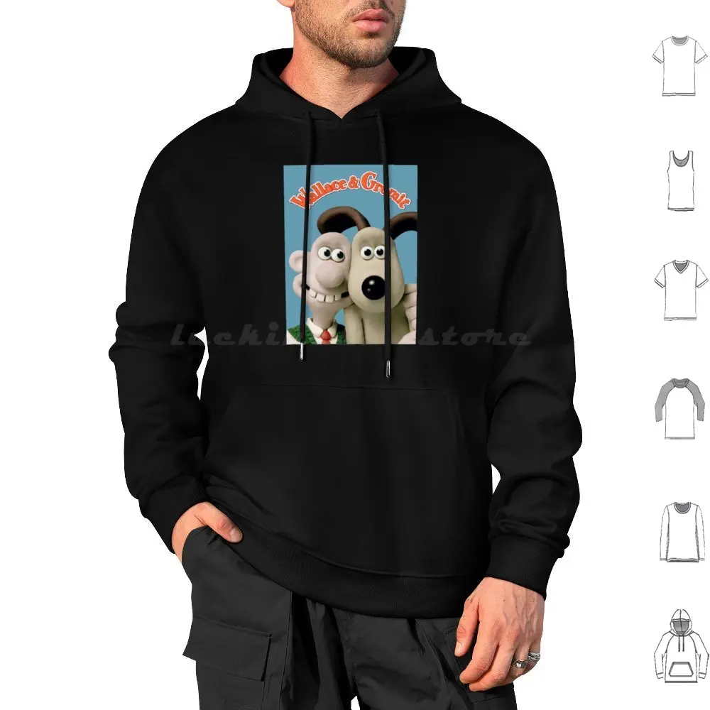 Animation Hoodies Long Sleeve Gromit Wallace Funny Penguin Tv Shows Movie Animation Claymation Cartoon Cheese Animated