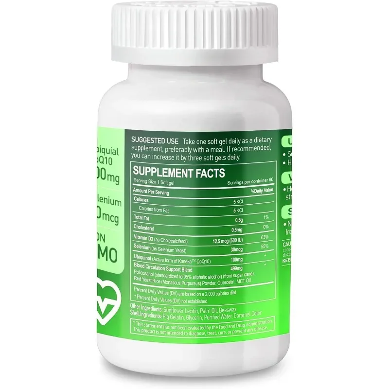 Pan Alcohol Coenzyme Q10 Contains Vitamin D3 and Selenium-60 Soft Capsules