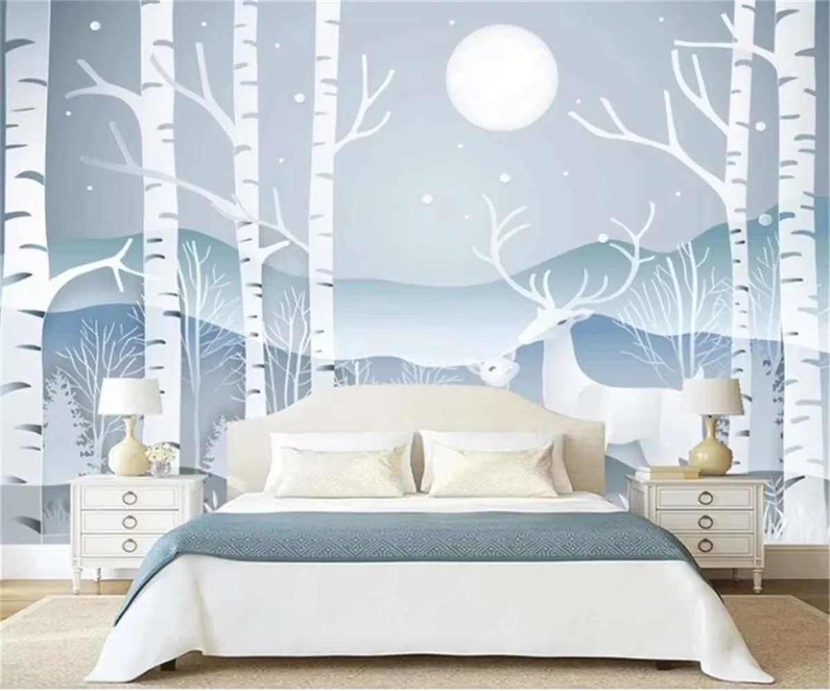 

Customized Wallpaper photos Forest Elk Living Room Background Wall Painting Home Decor Living Room Bedroom mural 3d wallpaper