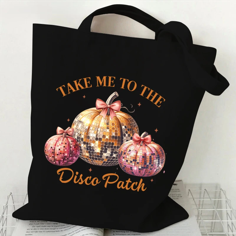 Borse stampate con fantasma di zucca di Halloween Borsa tote in tela con grafica divertente di zucca da donna Borsa a tracolla per lo shopping di