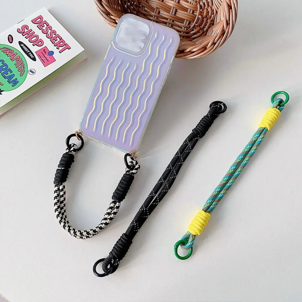 Exquisite Detachable Rope Lanyard Strap Rainbow Braided Wrist Strap Portable Bag Keychain Bag Accessories