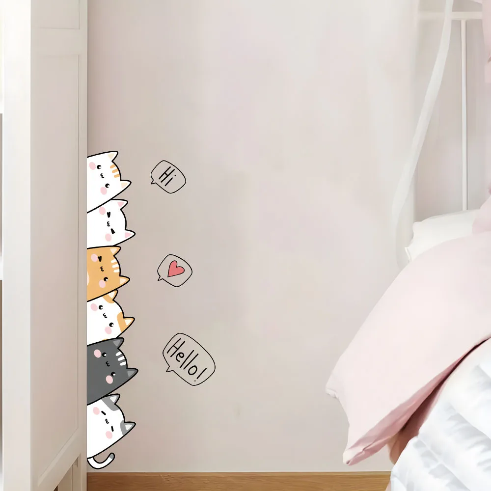 1PC Cartoon Cute Cat Stickers For Decorating Bedroom Wardrobe Doors, With Waterproof Self-adhesive Stickers