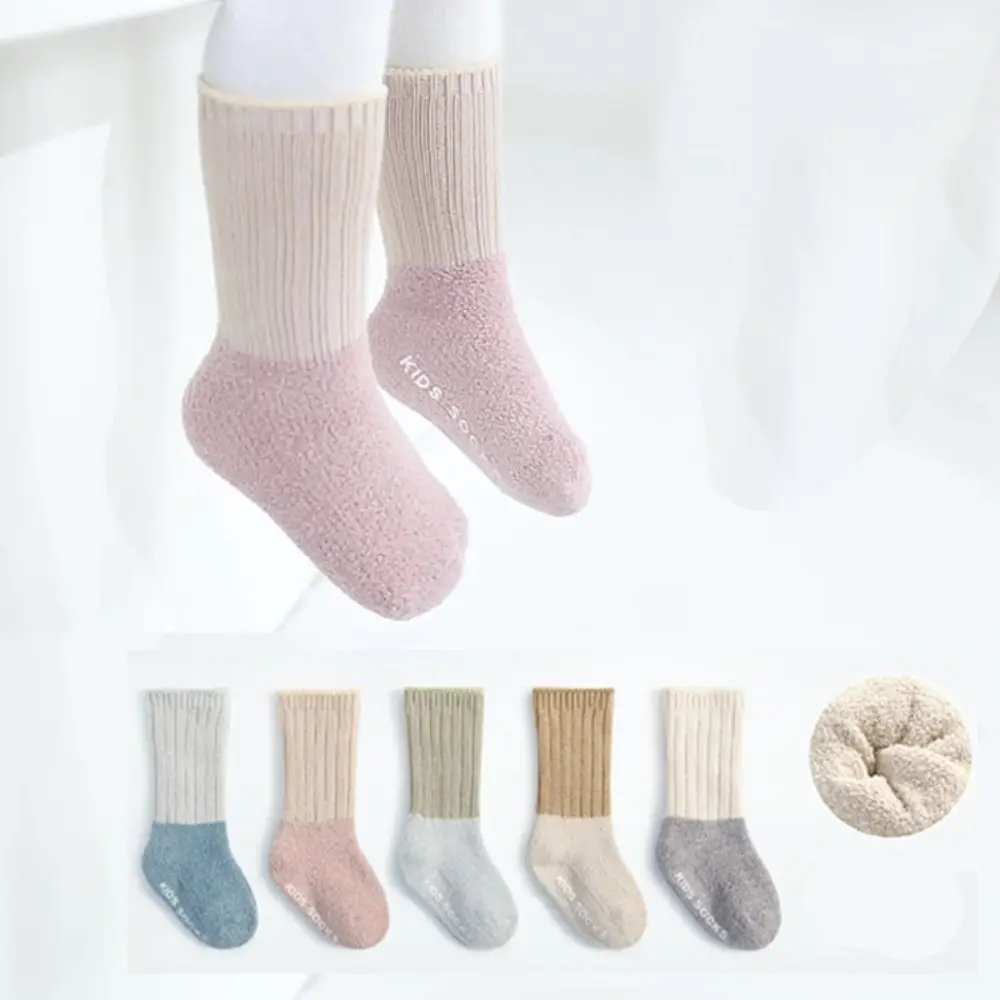 

New Newborn Baby Toddler Socks Anti Slip Autumn Winter Kids Patchwork Sock Skidproof Sole Cotton Warm Floor Baby Socks