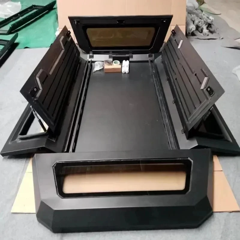 Waterproof Pickup Truck Hard Top Canopy with Slide Window, Truck Bed Topper Compatible Roof Rack & Storage Tool Box