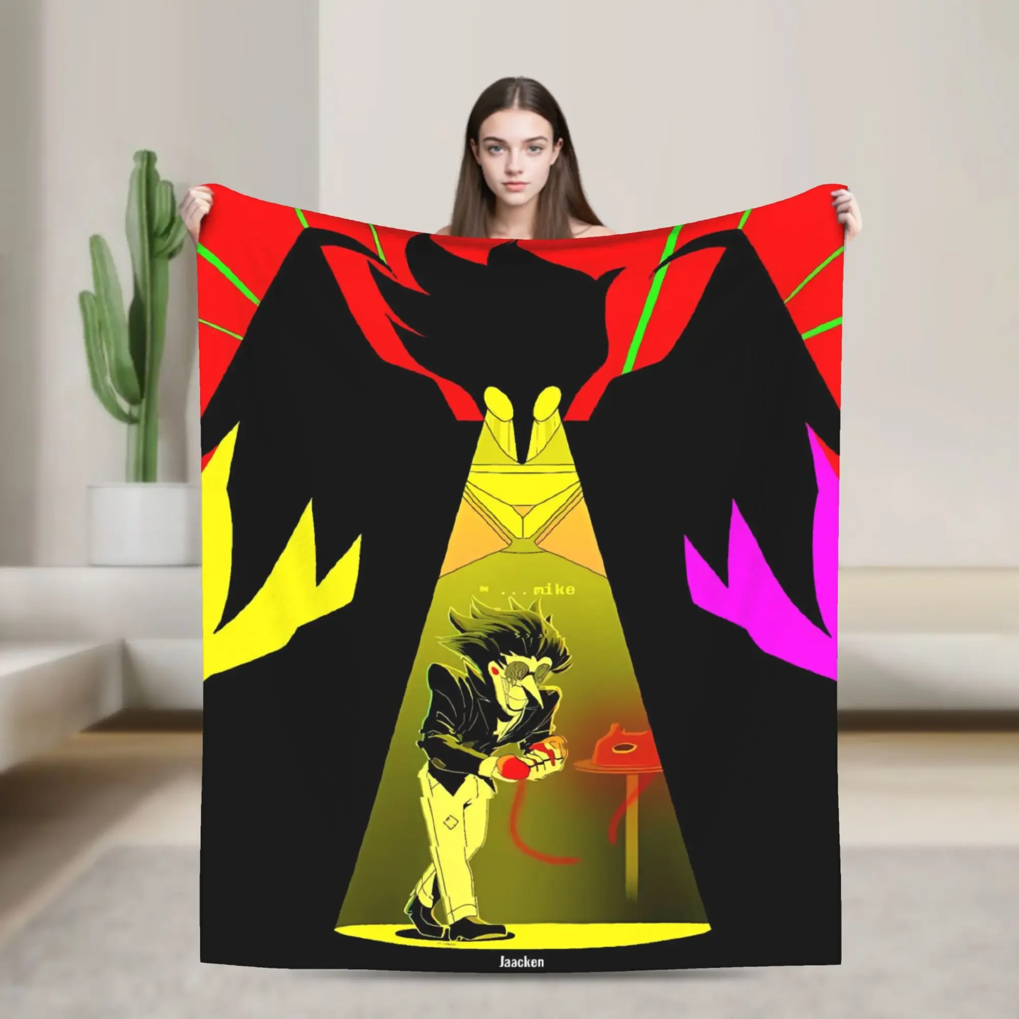 Deltarune Spamton Game Inspired Warm Throw Blanket for Winter Decorative Couch Chair Sofa Bed Novelty Bedspread
