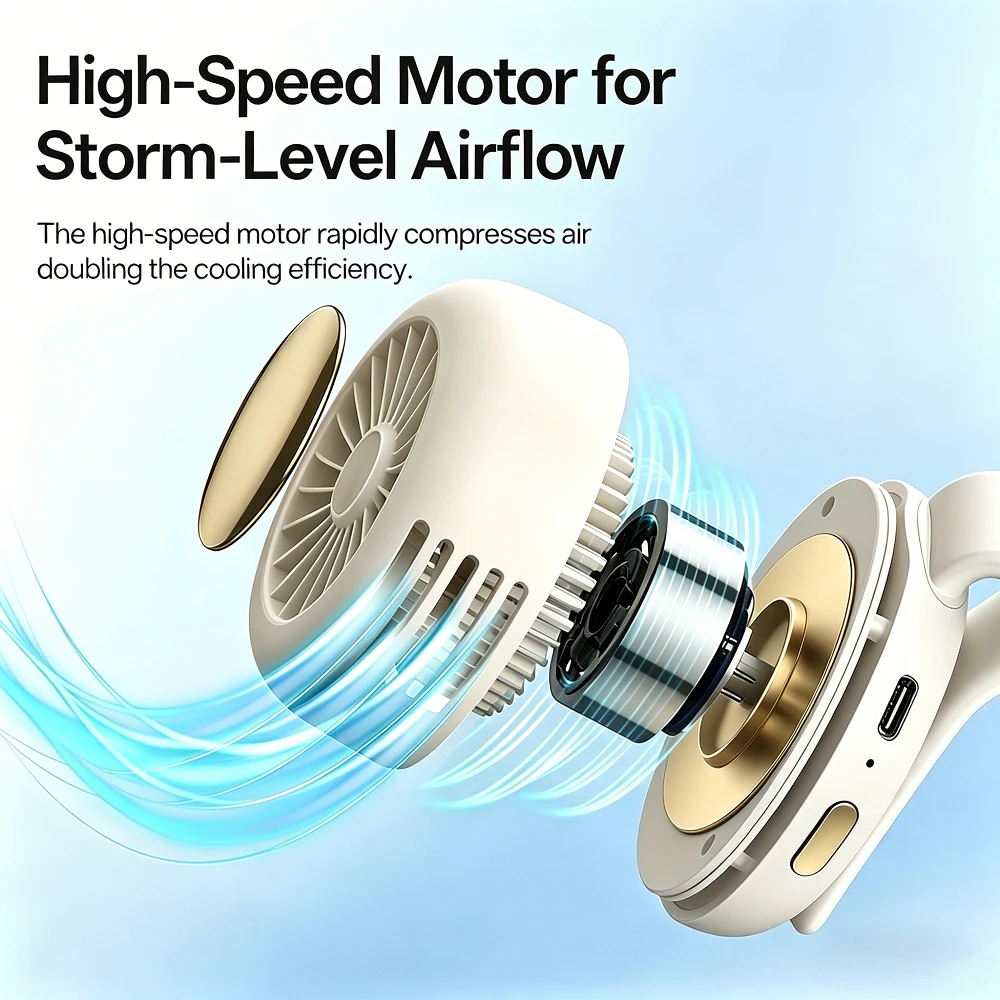 Portable Silent Mini Bladeless Fan Clip On Adjustable 3-Speed Suspended Whirlwind Fans For Outdoor & Travel & Office image 3