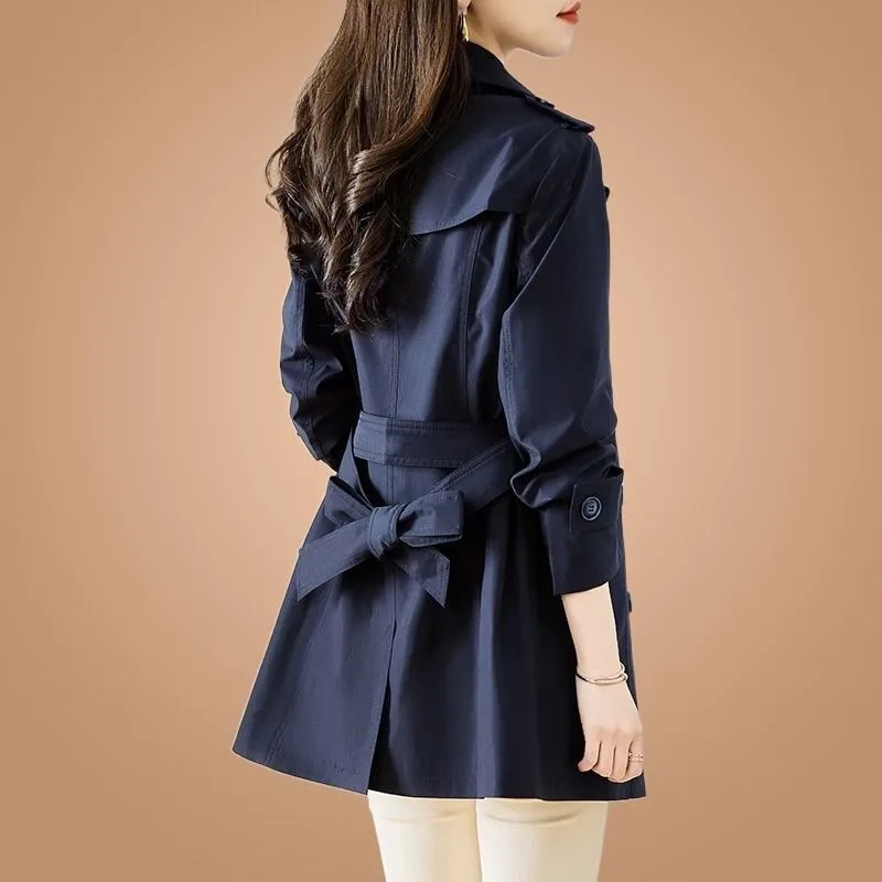 

New High-end Women's Long Trench Coat, Spring Autumn High-quality Windproof Coat, Belt Female Casual Windbreaker Outerwear 4XL