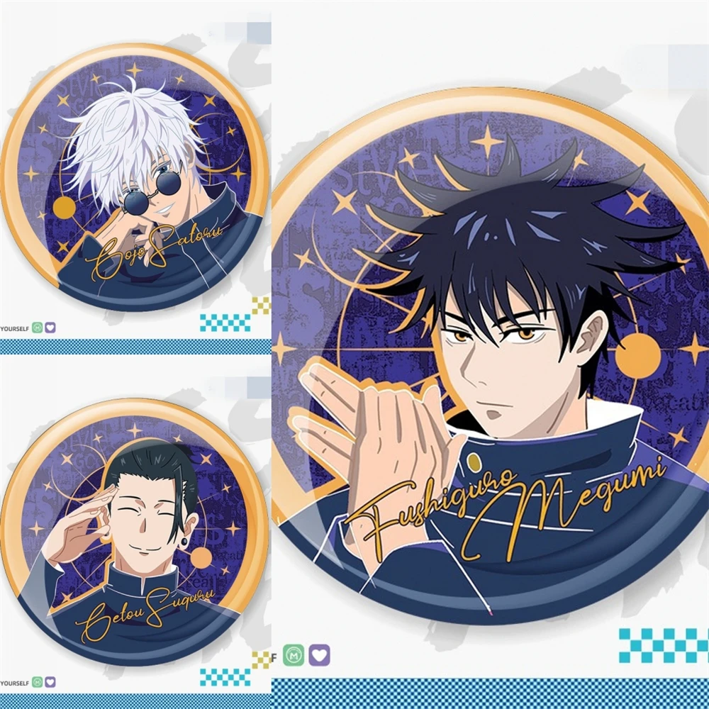 58mm Anime Jujutsu Kaisen Gojo Satoru Geto Suguru Fushiguro Megumi Cosplay COSTUME Badge Pin SPTE Tinplate Brooch﻿ Prop Gift