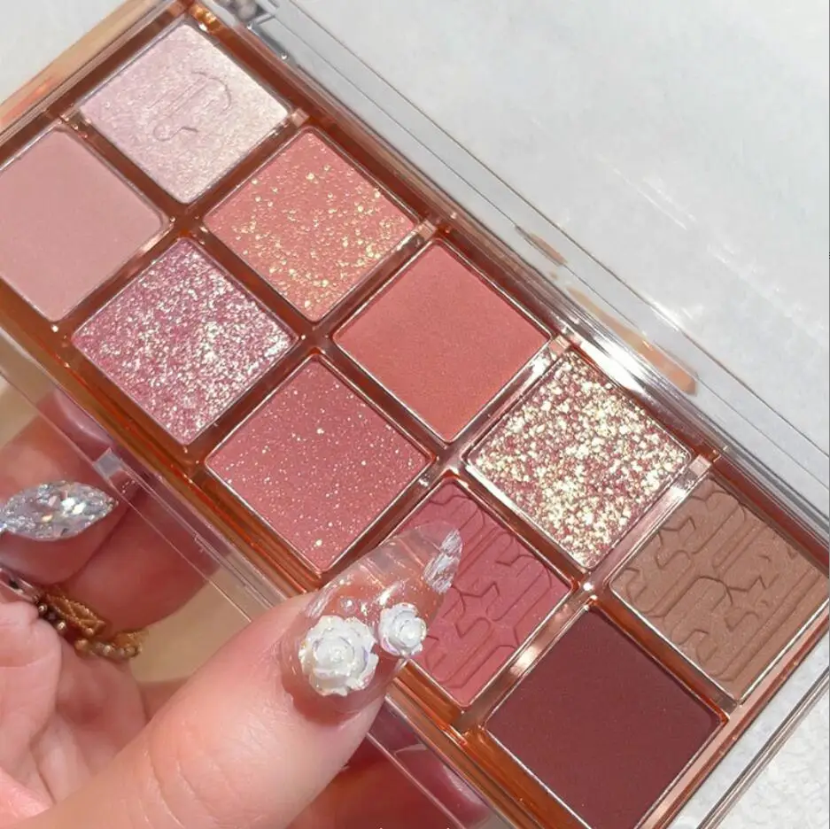 10 Colors Eyeshadow Pearly Matte Earth Color Eyeshadow Palette Shiny Sequins Eye Shadow Eye Pigments Long Lasting Makeup T2323