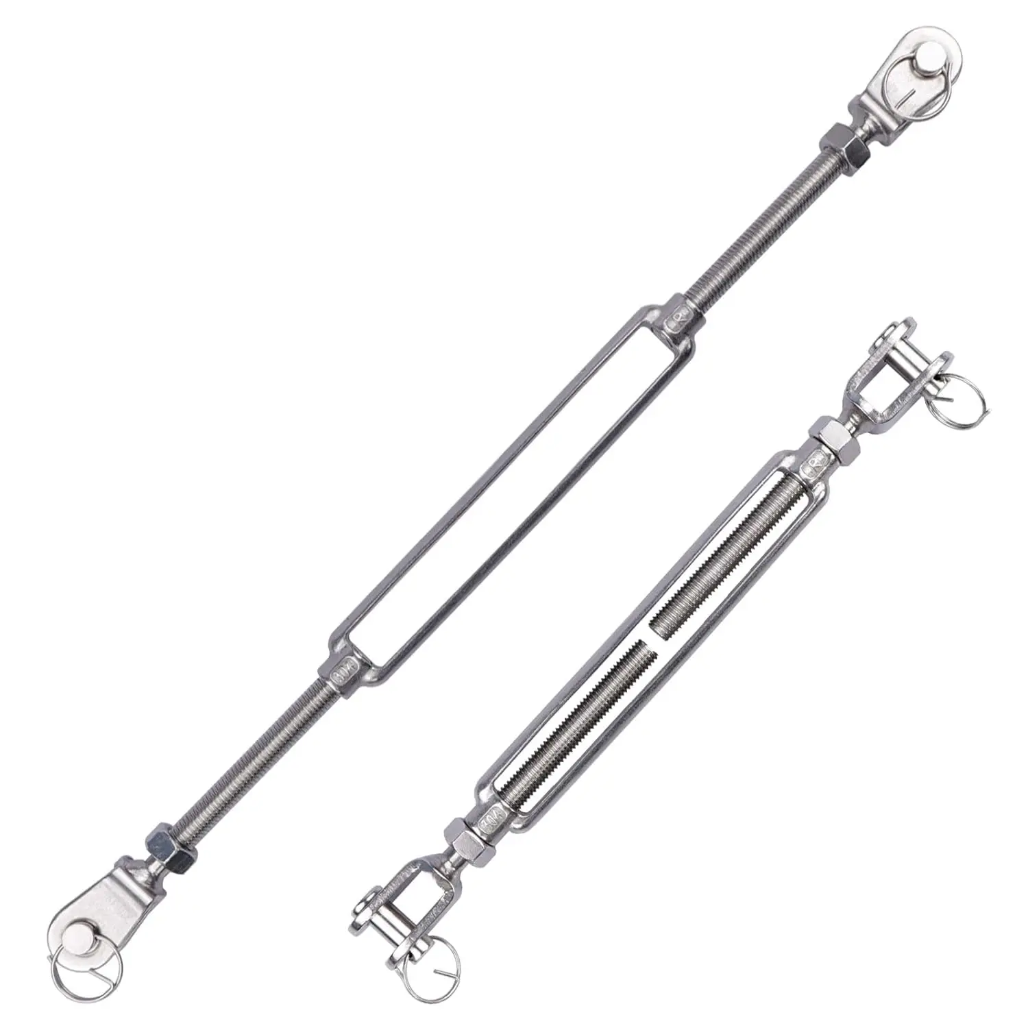 2Pcs 304 Stainless Steel Jaw and Jaw Turnbuckles M5 M6 M8 M10 M12 M14 M16 for Tensioning Cable Rope Chain