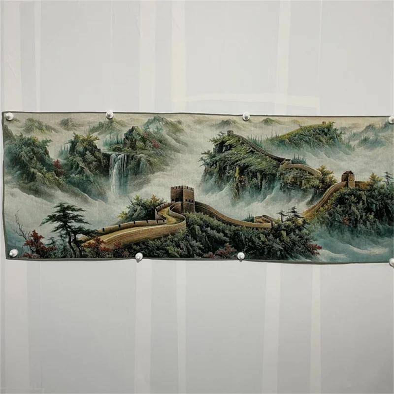 Chinese Old Color Brocade 'Shanshui Great Wall' Embroidery Landscape Painting - Decorative Home Artwork Piece