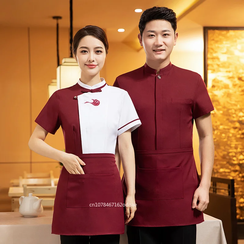 new-style-women-hotel-waiter-uniform-short-sleeve-for-chinese-restaurant-hot-pot-tea-house-catering