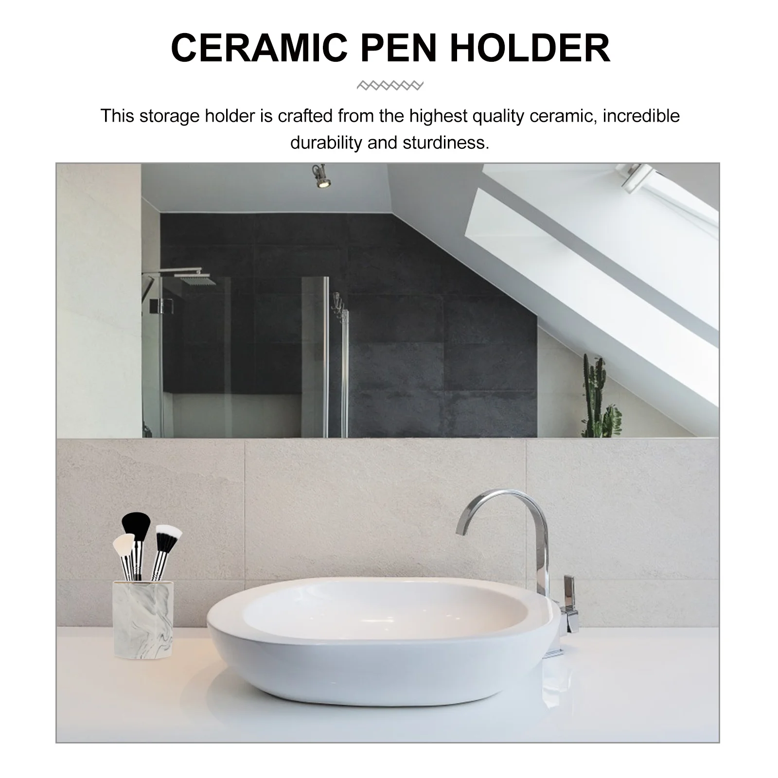 

Desktop Organizer Ceramic Makeup Storage Case for Eyeliners Mascara Lip Gloss Combs Stationery Nail Art Tools