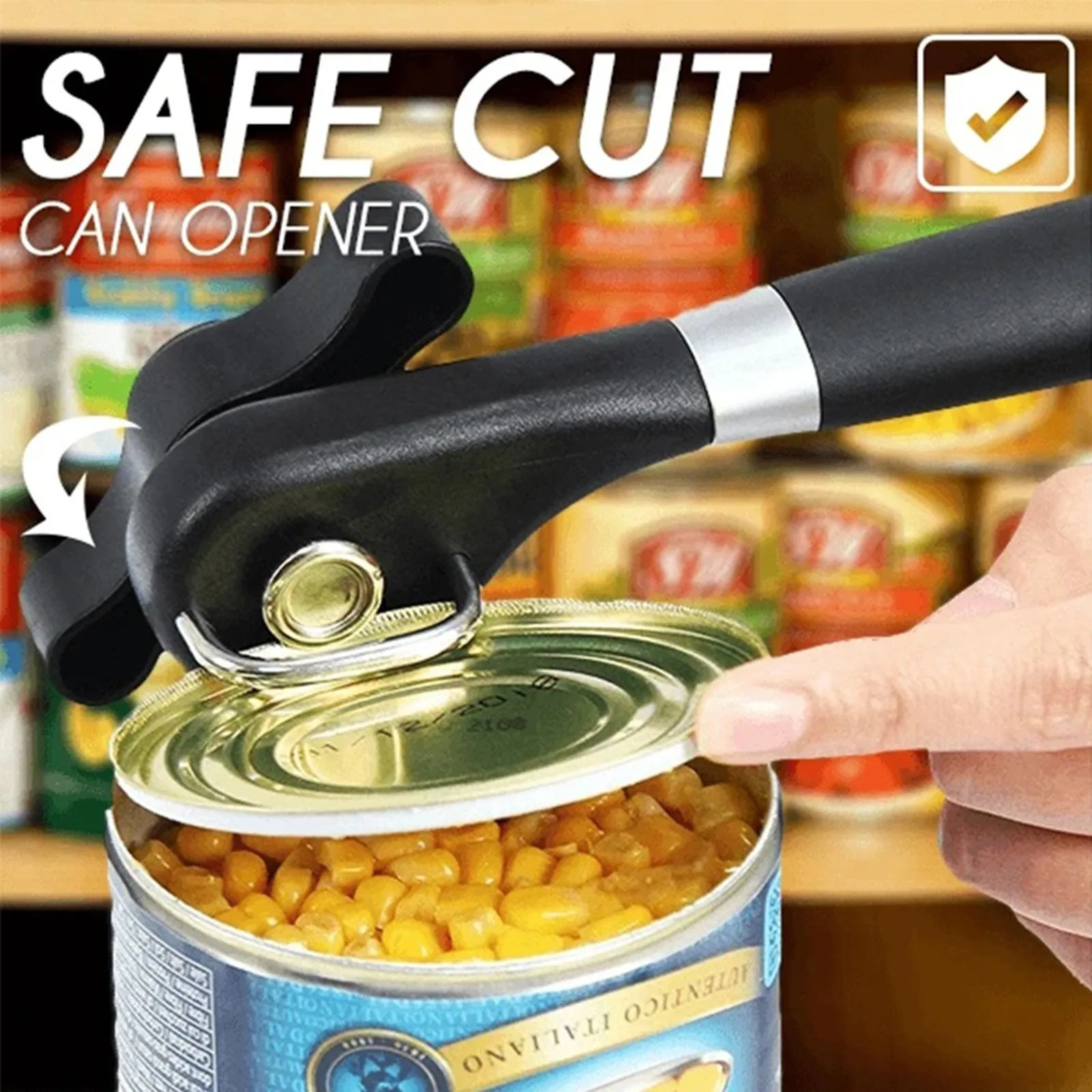 Safe Cut Can Opener Smooth Edge Can Opener handheld Food Grade Stainless Steel Cutting Can Opener for Kitchen And Restaurant