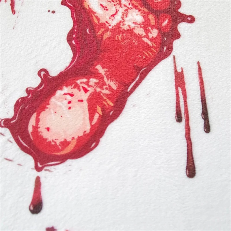 40 * 60Cm Blood Bath Mat Halloween Bath Mat Bloody Red Horrible Floor Mat Home Bathroom Horror Blood Footprints Anti-Slip Mat