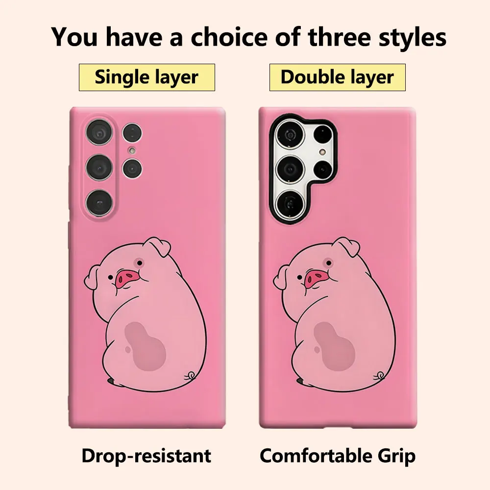 Pink Pig Phone Case for Samsung Galaxy S26 S25 Ultra S24 S23 Ultra Plus Shockproof Double layer tough Back Cover