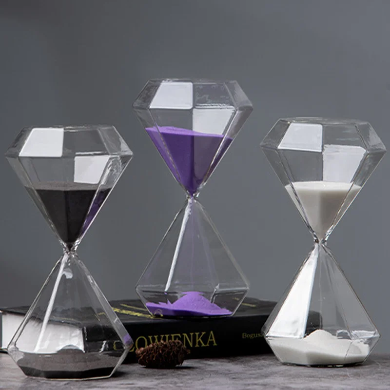 

Sand Clock 15 Minutes Watch Diamond Hourglass Modern Creative Ornament Timer Geometry Home Decoration Glass Sandglass Timekeeper