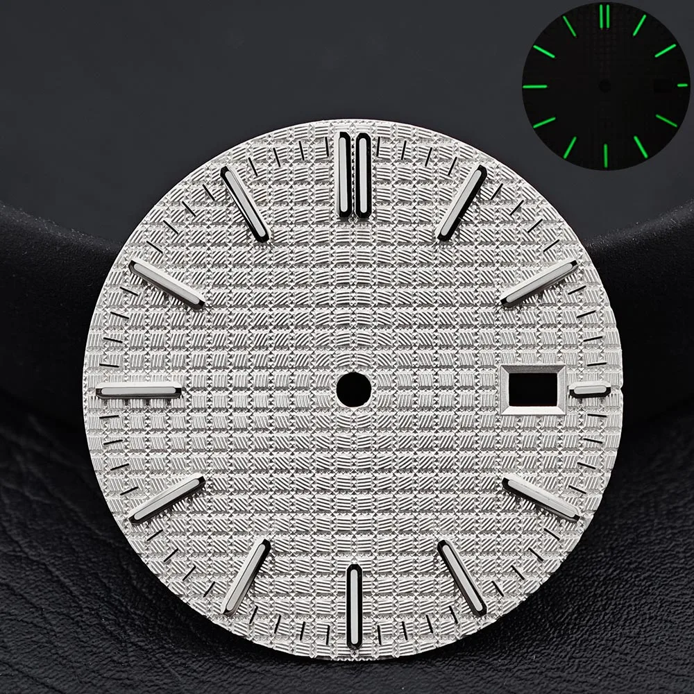 NH35dial 31.8mm Diameter Single Calendar Dial for NH35 Watch Movement with Green Illuminated Dial and Hands Accessories