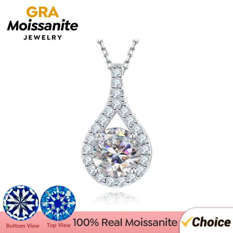 

GRA 3-5CT Brilliant Water Drop Real Moissanite Diamond Pendant Necklace For Women Real 925 Sterling Silver Luxury Fine Jewelry