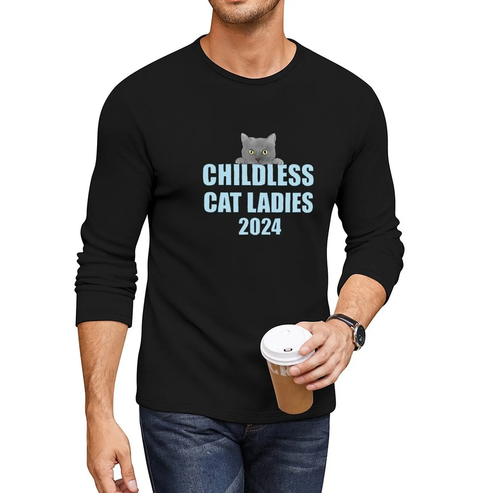 Childless Cat Ladies 2024 - Gray Long T-Shirt quick-drying t-shirt t shirt man men graphic t shirts