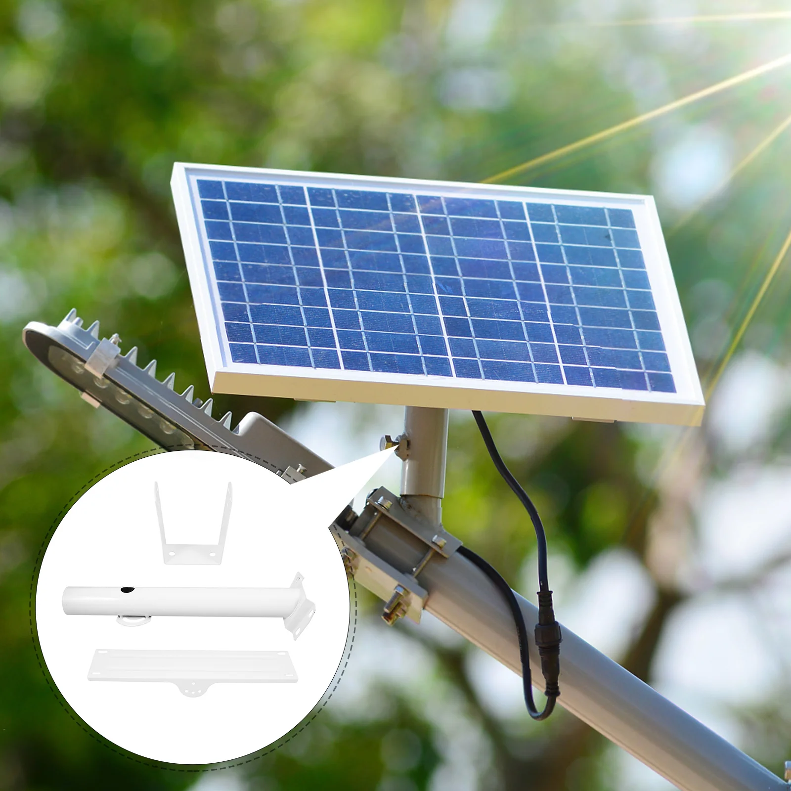 

1pcs Solar Mounting Bracket Kit Metal For Outdoor Street Light Pole Ground Mounting Deck Poles String Lights Fence Dock