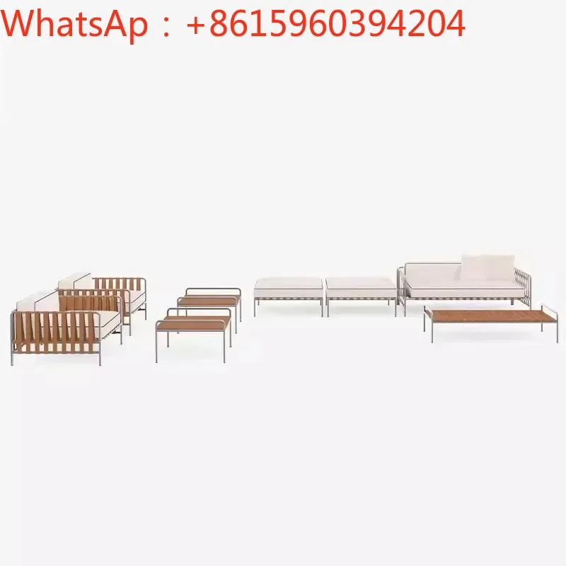 Customized Nordic outdoor sofa courtyard casual waterproof sunscreen garden open-air combination model house stainless steel