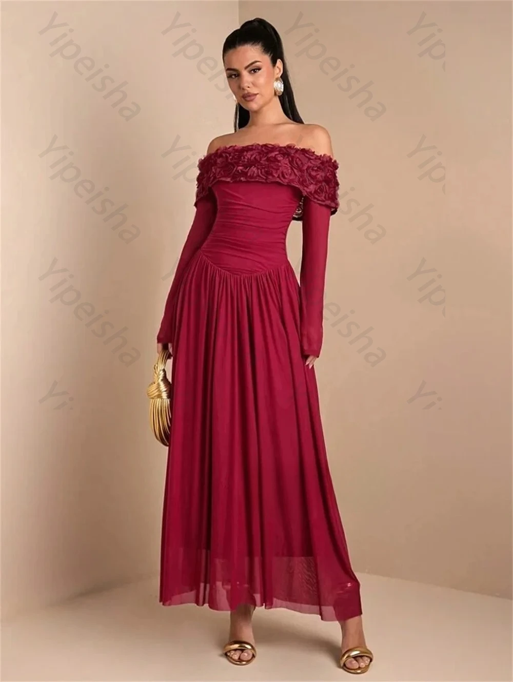High Quality Customized Chiffon Applique Flower Off-the-shoulder Dresses Bespoke Occasion Simple Elegant Sizes Available Party