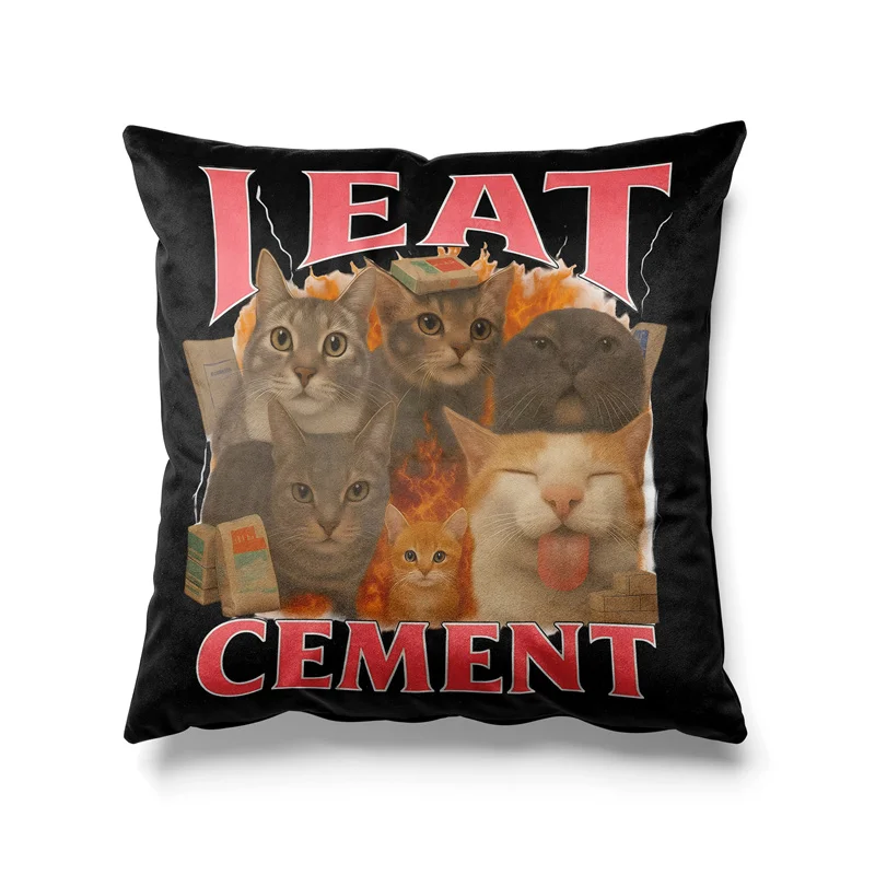 

Aertemisi 18'' x 18'' I Eat Cement Funny Cat Meme Square Throw Pillow Cushion Covers Cases Pillowcases 45cm x 45cm