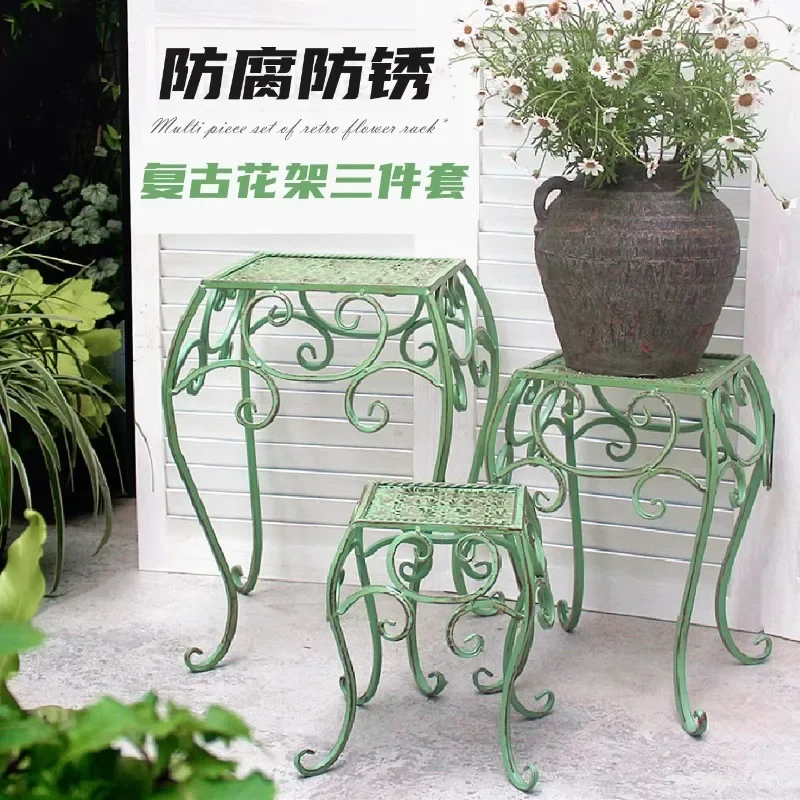 Flower stand Outdoor wrought iron balcony Floor-to-ceiling courtyard Garden Living room Bonsai stand Decoration Multi-layer flow