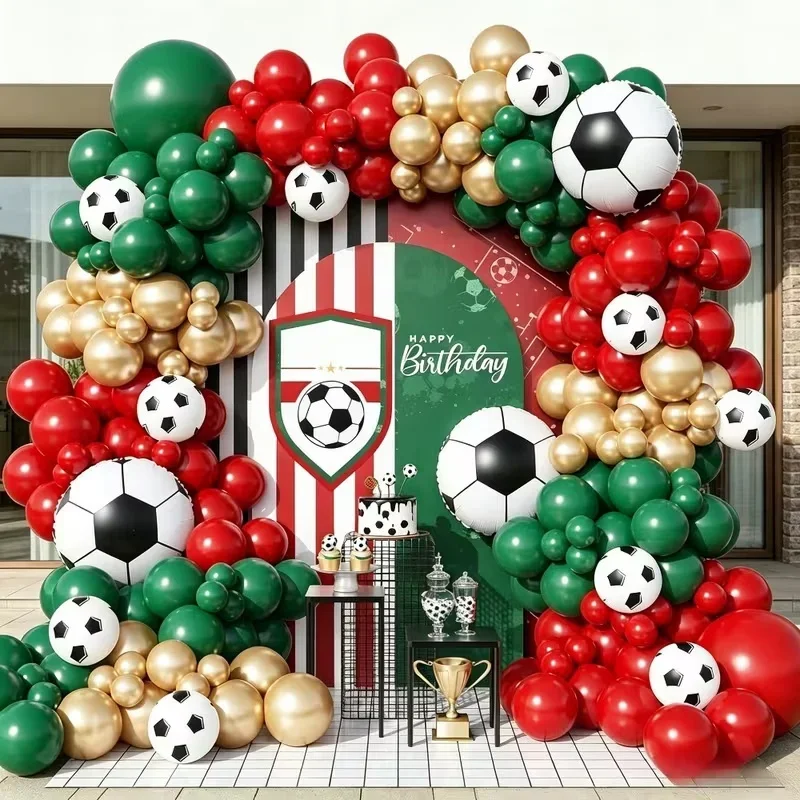 112Pcs Football 1-30th Birthday Party Balloon Set Baby Shower Globos Green Football Match Venue Decoration Suppliesgift