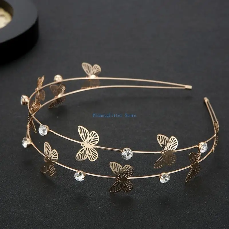 

652B Shinning Headband for Women Butterfly Moon Star Thin Brim Hair Hoops Wedding Party Hair Accessories