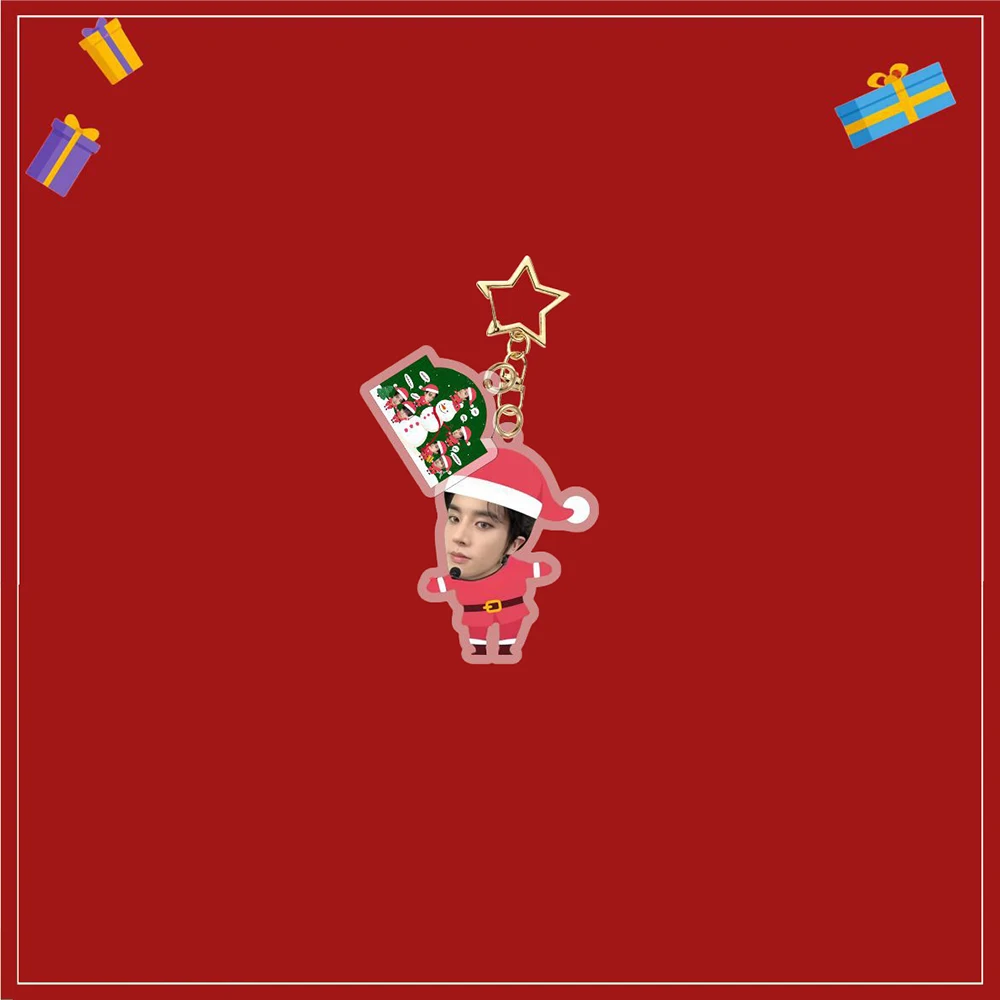 Kpop Jungwon Sunoo Christmas Acrylic Keyring Kawaii Profile Photo Print Keychains Heeseung Jake Bag Key Pendant Fans Decor Gifts