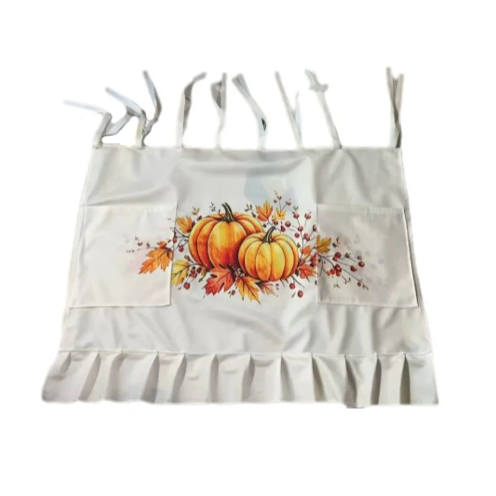 Pastoral Style Ruffle Trim Oven Door Curtain Rustic with Pockets Oven Skirt Handmade Stove Cover Skirt Farmhouse Kitchen