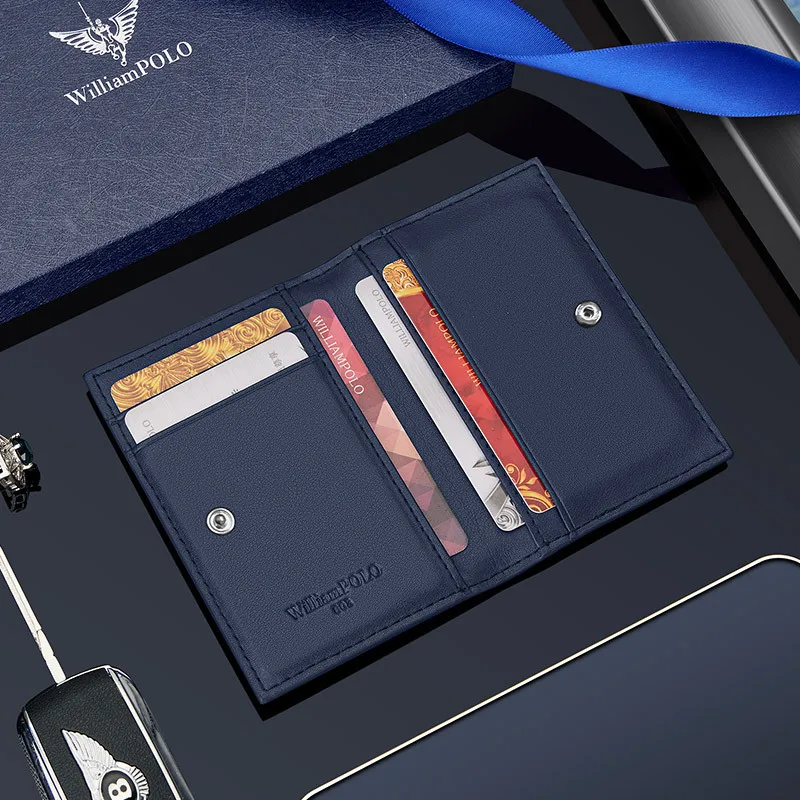 WILLIAMPOLO กระเป๋าสตางค์หนังผู้ชายสําหรับ Bank การ์ด 2025 Luxury บัตรเครดิต RFID Designer กระเป๋าสตางค์ผู้ชายขนาดเล็ก