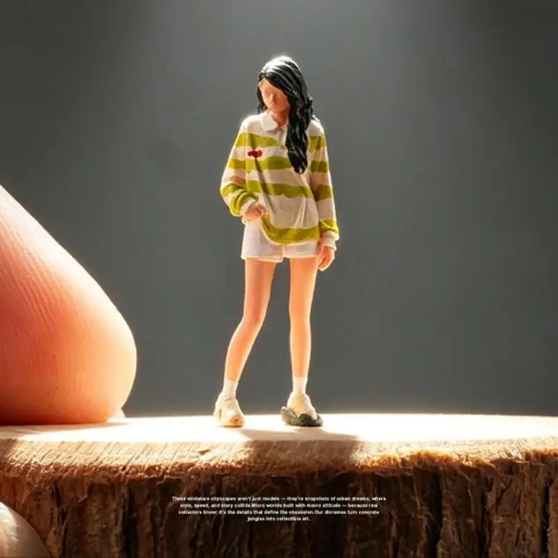 Gestreifte Mädchenfigur, Modell, Maßstab 1:64, handbemalte Miniaturfigur für architektonische Darstellungen, Dioramen, B03E – Detail 4