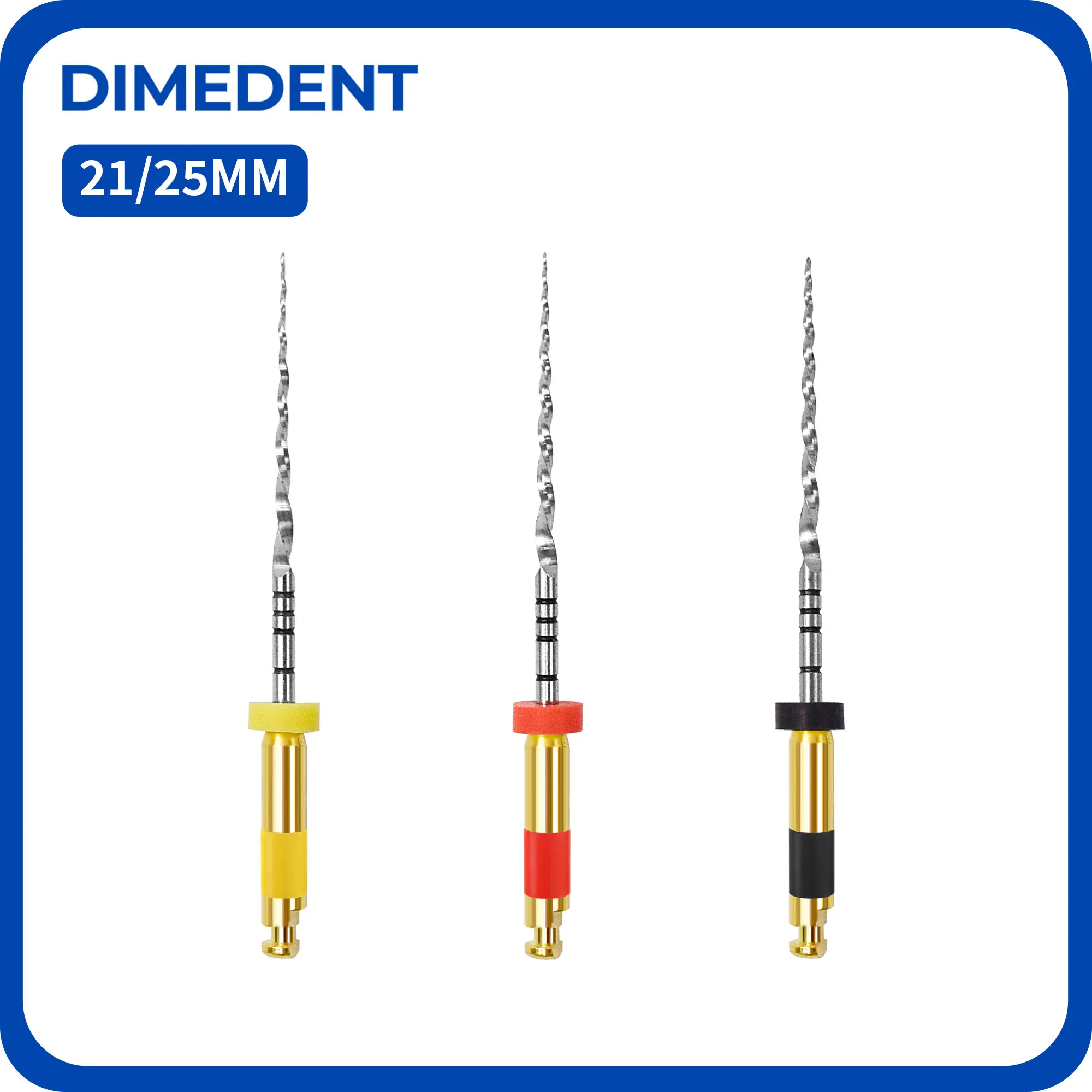 Роторные файлы для корневых каналов зубов DIMEDENT, 3 шт./коробка, эндодонтические файлы Niti с безопасным наконечником, 21/25 мм, стоматологический инструмент W-One, эндодонтические файлы.