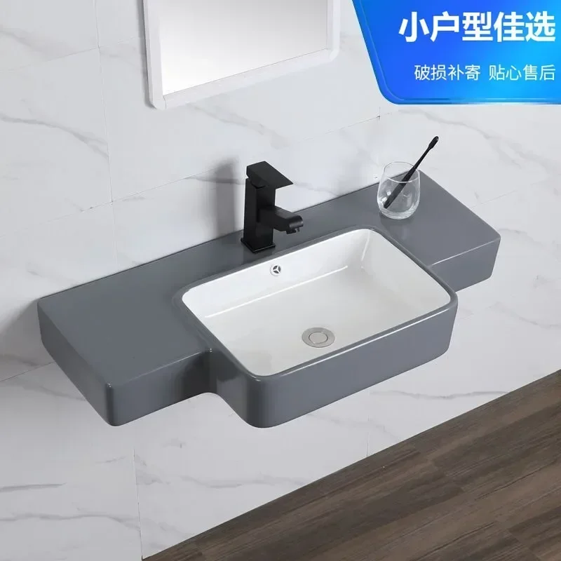 

Wall-mounted washbasin, bathroom, integrated gray , small unit ceramic , balcony, , pool