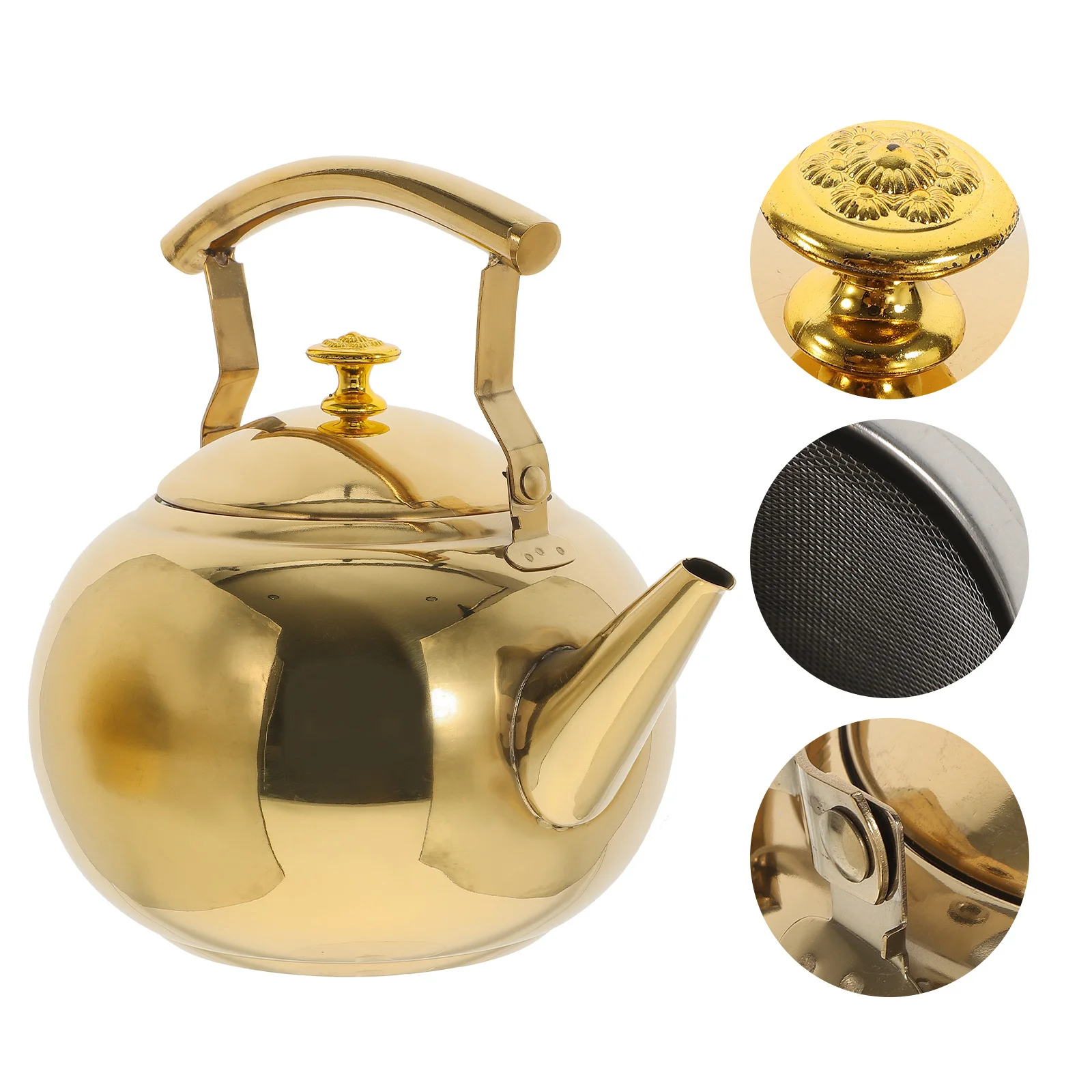 

2L Stainless Steel Tea Kettle With Strainer Boiling Kettle For Induction Cooker Gas Stove Universal Household Use