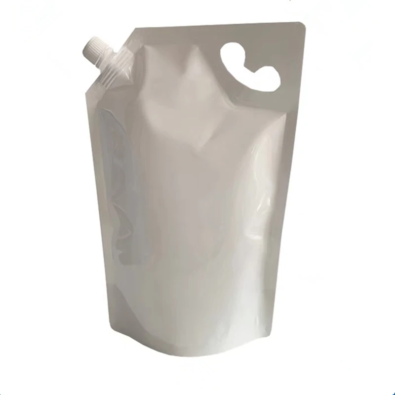 10pcs 500/1000ml White Standing Up Liquid Packing Bag - Food Grade Drinks Suction Nozzle Pouch Juice Water Doypack