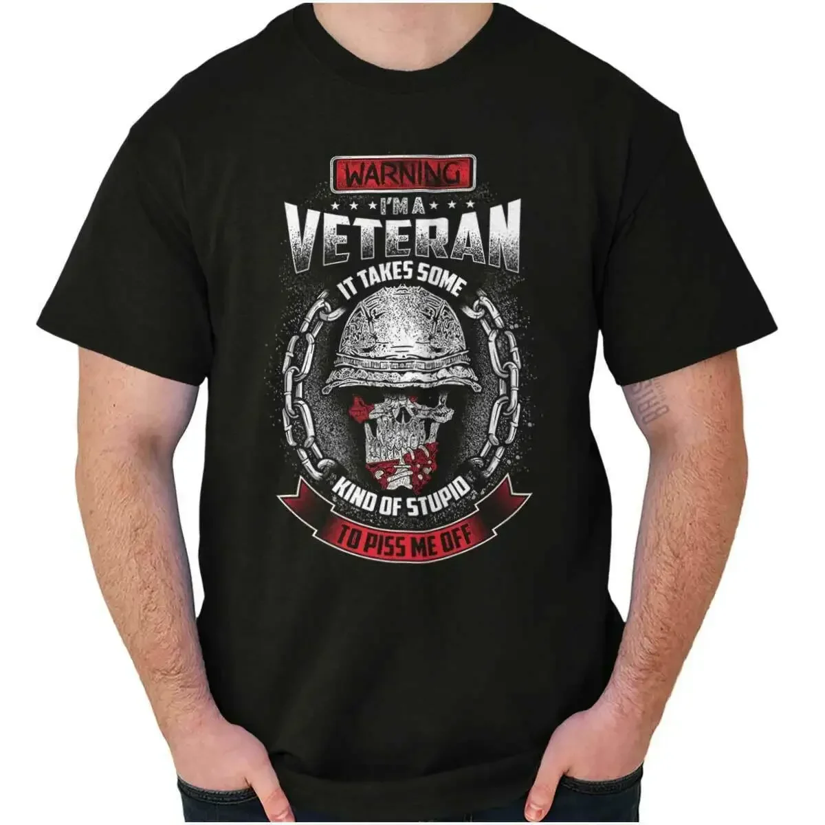 

Army Soldier Skull Patriotic Attitude Tough Veteran T-Shirt 100% Cotton O-Neck Short Sleeve Casual Mens T-shirt Size S-3XL