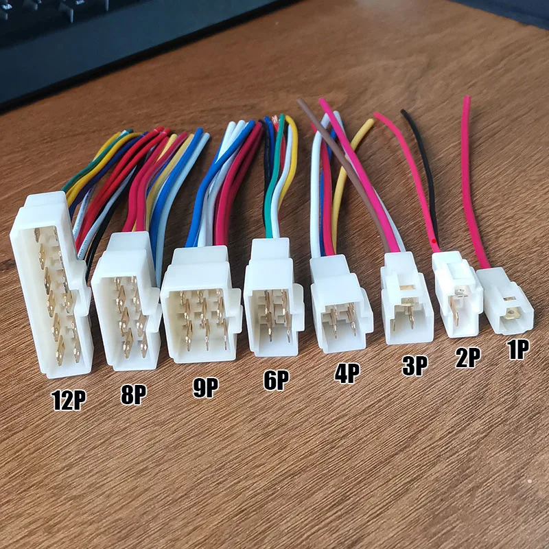 1 Set 1 2 3 4 6 8 9 12Pin 6.3mm Electric Vehicle Connector High Current Equipment Wiring Harness Male Female Plug Car Butt Joint