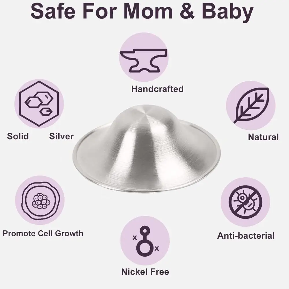 Hot Soothing Nipple Shields Silver Original Breastfeeding Essentials Healing Easy to Use Nipple Covers for Nursing Newborn