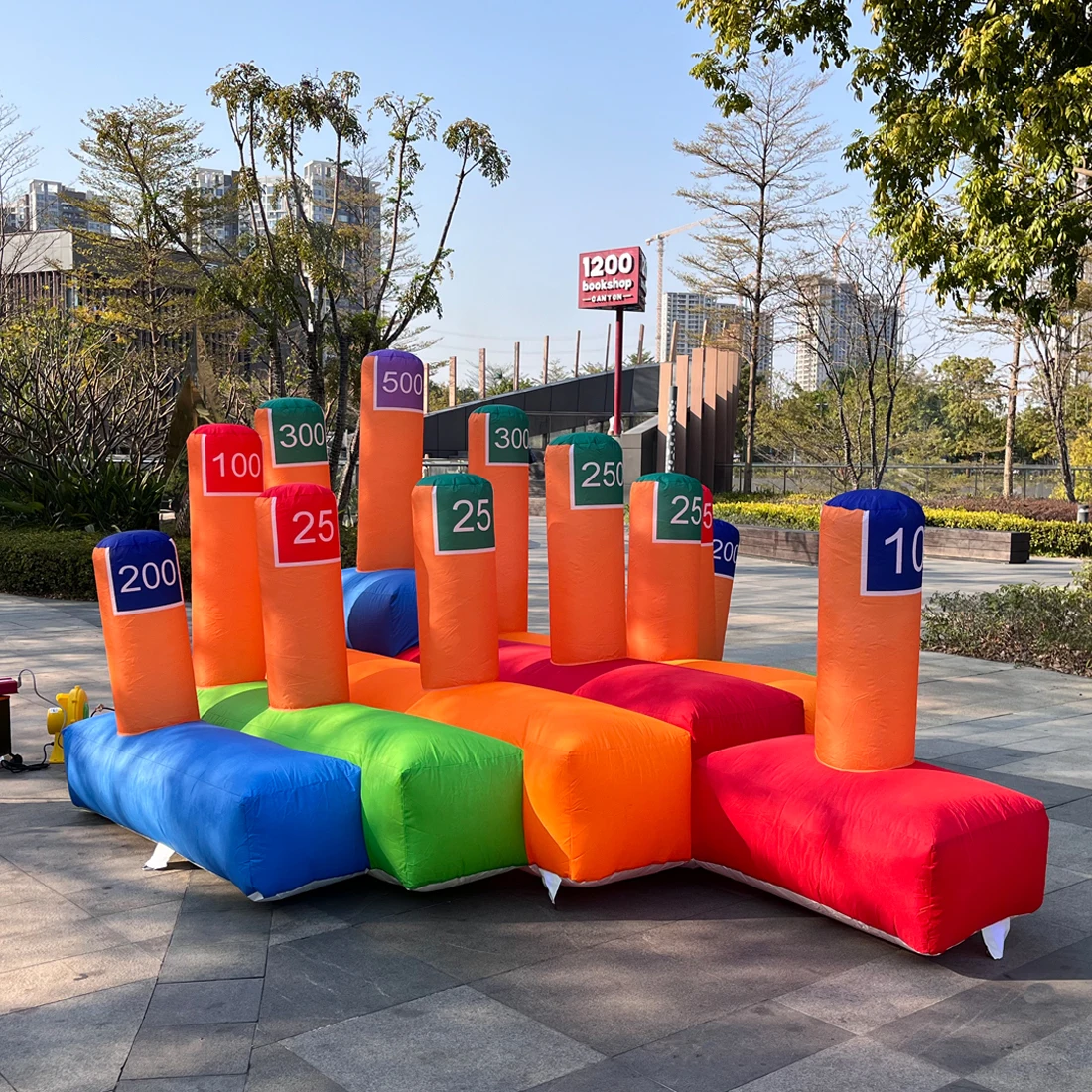 Inflatable Ring Toss Throwing Game with Blower&10pcs Ring Toss,Inflatable Interactive Hoopla Games Carnival Game for events