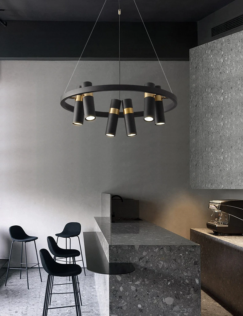 Art Chandelier Black Metal GU10 Bulb Pendant