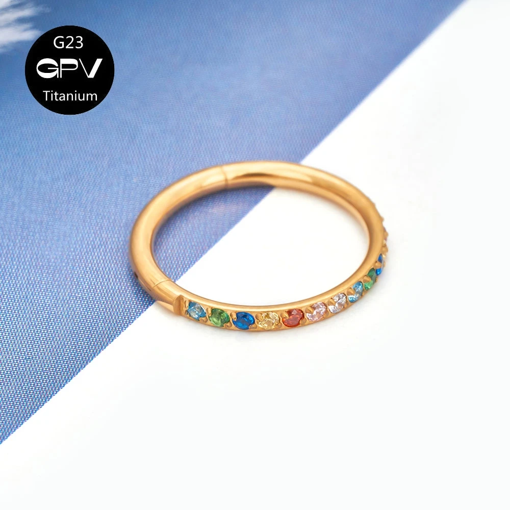 Couple Perforated Nose Ring G23 Titanium Alloy Inset 5A Colored Zircon Rock Hip-Hop Punk Body Piercing Jewelry Earrings