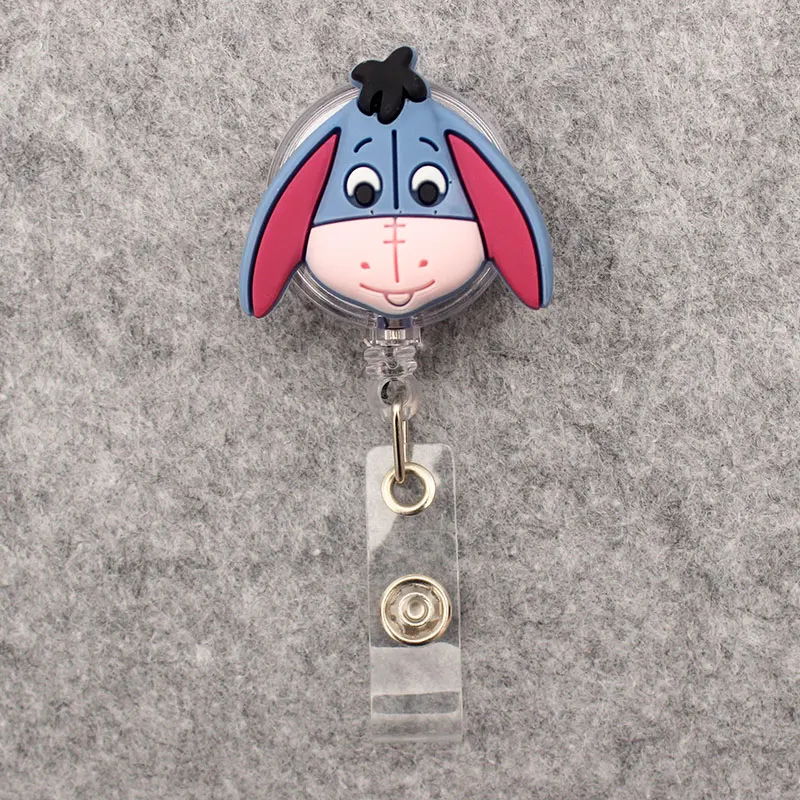 Eeyore-carrete de insignia retráctil de dibujos animados para enfermera, Doctor, tarjetero, suministros de oficina y Hospital, tarjeta de nombre