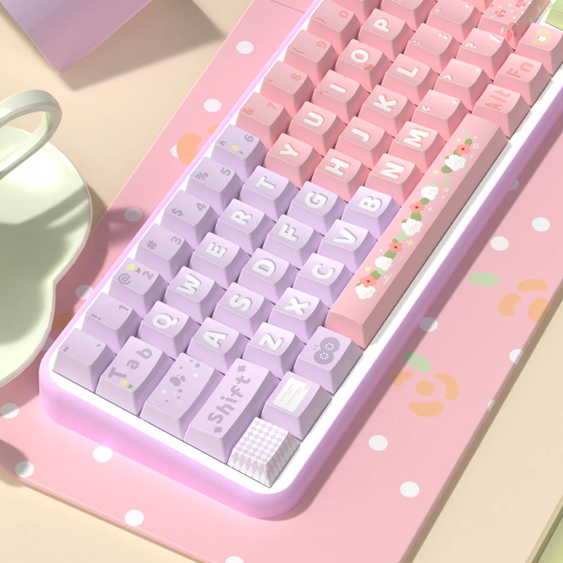 

138/158 ключевых красных и фиолетовых колпачков для клавиш в стиле аниме, с двойной высотой MDA/CHERRY и изготовленными из материала PBT.